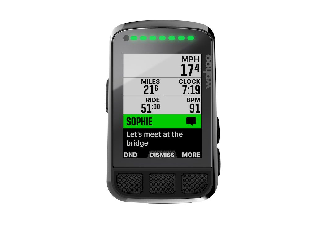 Bike computer showing a weather alert ahead